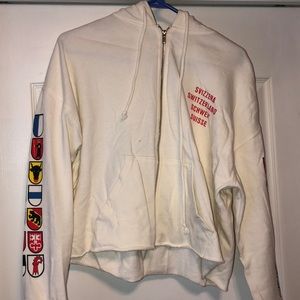 Cropped white hoodie